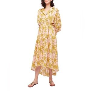 nwt DIANE VON FURSTENBERG Heather Cotton-Poplin Midi Dress Palm Pink Lemonade
